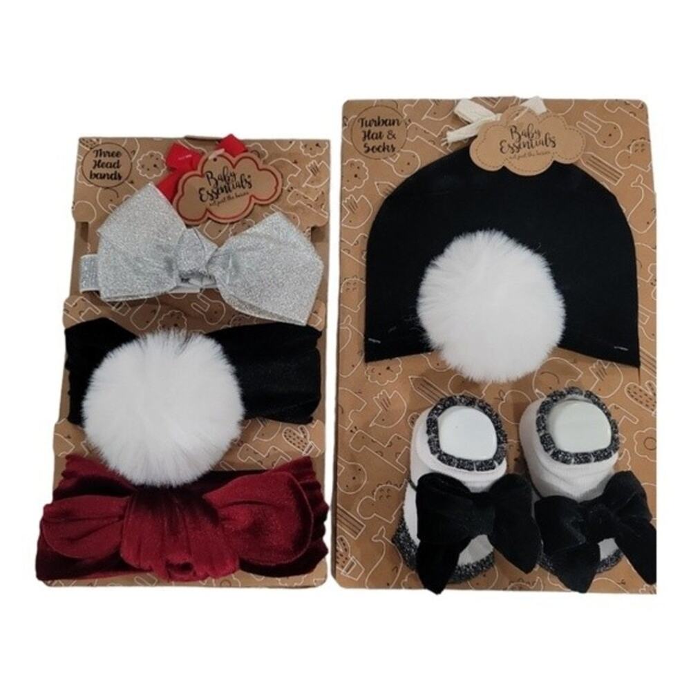 2 Pack Baby Girl Headband and Bootie Bundle